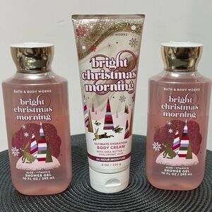 BBW Bright Christmas Morning Body Cream and Shower Gel set of 3 NWT